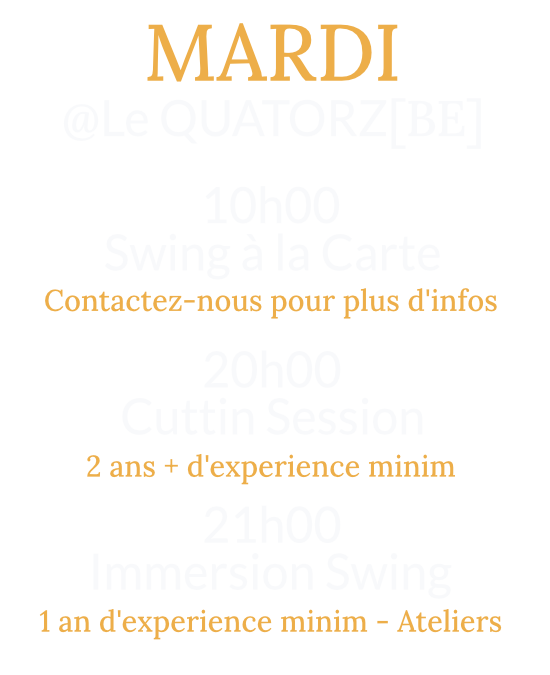 Liste des cours de danse hebdomadaires à Bruxelles le mardi soir